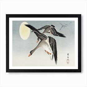 Birds At Full Moon (1900 1936), Ohara Koson Art Print