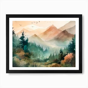 Watercolor Landscape Painting 1 Art Print