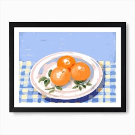 A Plate Of Oranges, Top View Food Illustration, Landscape 1 Art Print