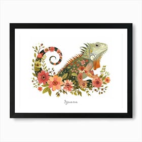 Little Floral Iguana 3 Poster Art Print