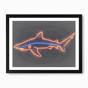 Orange Smooth Hammerhead Neon Shark 2 Art Print