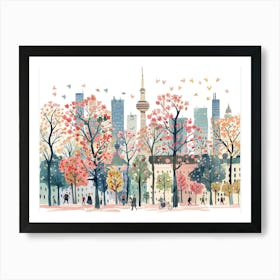 Tokyo Landmarks Landscape Watercolour Art Print