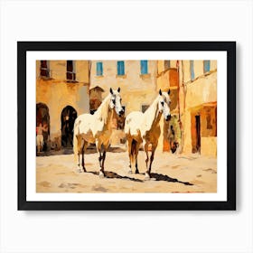 Horses Painting In Siena, Italy, Landscape 2 Art Print