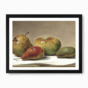 Four Pears On A Table Art Print