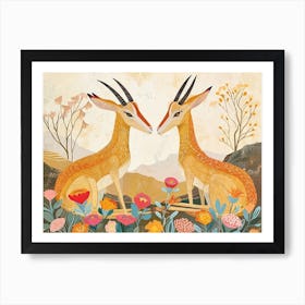 Floral Animal Illustration Gazelle 1 Art Print
