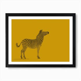 Zebra Yellow Handrawn Art Print