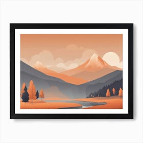 Illustration Of Misty Mountain Background Minimalist Style U Ui Flat Image Soft Orange Tone 858866050 1 Ebmb Vouo Adj Art Print