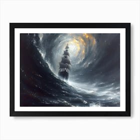 Ship In The Storm Art Print