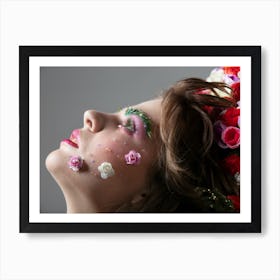 Beautiful Young Woman With Flower Crown Photo 1 Art Print