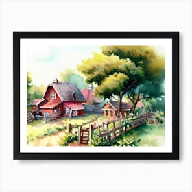 Village House AI Watercolor Painting 4 Art Print