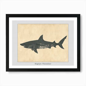 Bigeye Thresher Shark Grey Silhouette 2 Poster Art Print