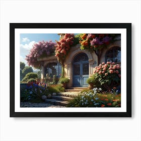 House With Flowers Art Print