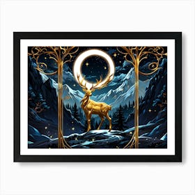 Deer In The Moonlight 1 Art Print