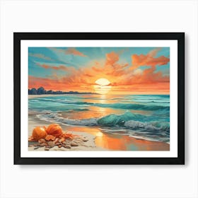 Sunset At The Beach 38 Art Print