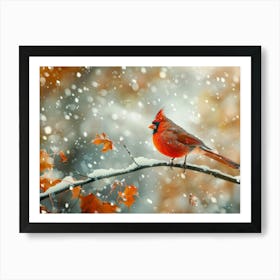 Cardinal In The Snow 1 Art Print