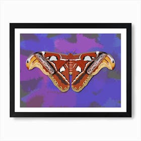 Mechanical Butterfly The Atlas Moth Techno Attacus Atlas On A Purple Background Art Print