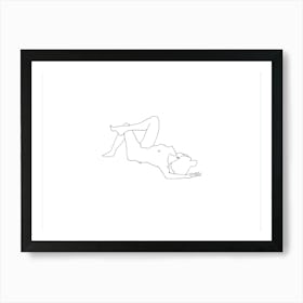 Female reclining nude line - leg raised Art Print