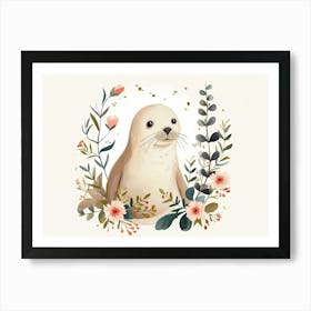 Little Floral Elephant Seal 4 Art Print