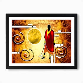 Tribal African Art Illustration In Painting Style 035 Art Print