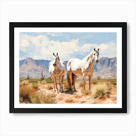 Horses Painting In Arizona Desert, Usa, Landscape 4 Art Print