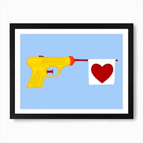Yellow Heart Gun Art Print