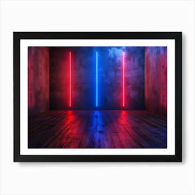 Neon Lights In A Dark Room Art Print