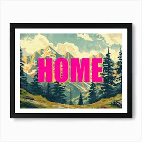 Pink And Gold Home Poster Landscape Retro Illustration 5 Art Print