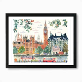 London Landmarks Landscape Watercolour Art Print