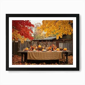 A Vintage Painting Esque Thanksgiving Celebration Enfolding Within An Intimate Group Nestled Amid R (5) 1 Art Print