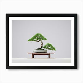 Bonsai Tree Delicate Elegant Branches Set In A Serene Minimalist Scene Hues Of Softly Muted Gre Art Print