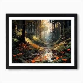 Stream In The Forest Art Print