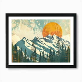 Retro Mountains 3 Art Print