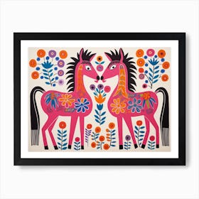 Horse 2 Folk Style Animal Illustration Art Print