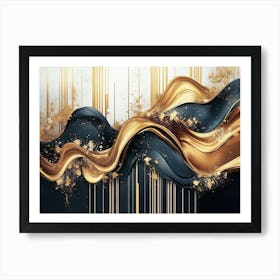 Abstract Gold And Black Painting 2 Art Print