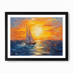 Sailboat At Sunset 4 Art Print