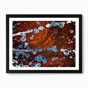 Modern Watercolor Abstraction Orange Ray In Blue 1 Art Print