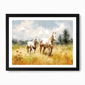 Horses Painting In Tuscany, Italy, Landscape 4 Art Print