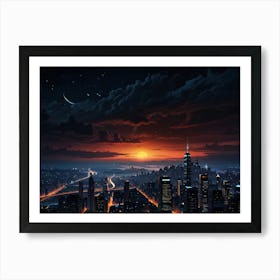 Cityscape At Night 4 Art Print