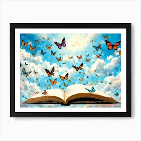 Open Book With Butterflies Art Print