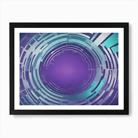 Abstract Geometric Design With Concentric Circles In Shades Of Purple And Teal Against A Dark Background 1 Art Print