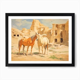 Horses Painting In Cappadocia, Turkey, Landscape 3 Art Print