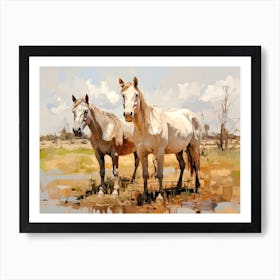 Horses Painting In Mendoza, Argentina, Landscape 1 Art Print