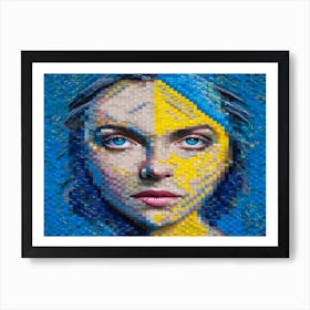 Ukrainian women against the war. Mosaic art. Art Print