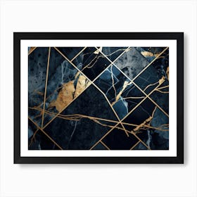 Black And Gold Marble Art Print