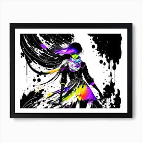 Girl With Paint Splatters 3 Art Print