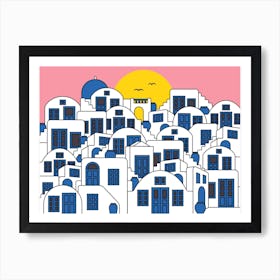 Landscape Santorini Greece Summer Sunset, World Traveller Architecture Art Print