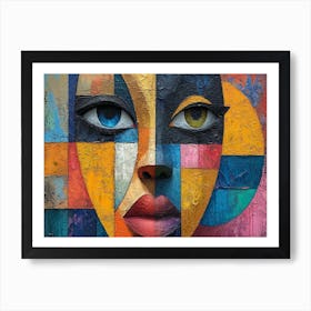 Colorful Chronicles: Abstract Narratives of History and Resilience. Face Of A Woman Art Print
