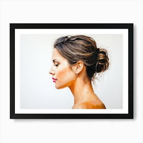 Side Profile Of Beautiful Woman Oil Painting 39 Art Print