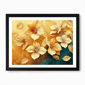 Golden Flowers 1 Art Print