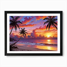 Sunset At The Beach 51 Art Print